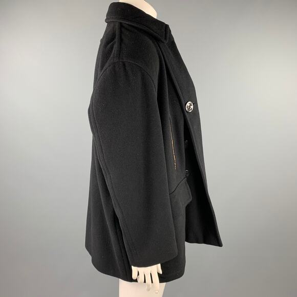 JEAN PAUL GAULTIER CLASSIQUE Size 10 Black Wool Blend Open Front Coat - Picture 3 of 7